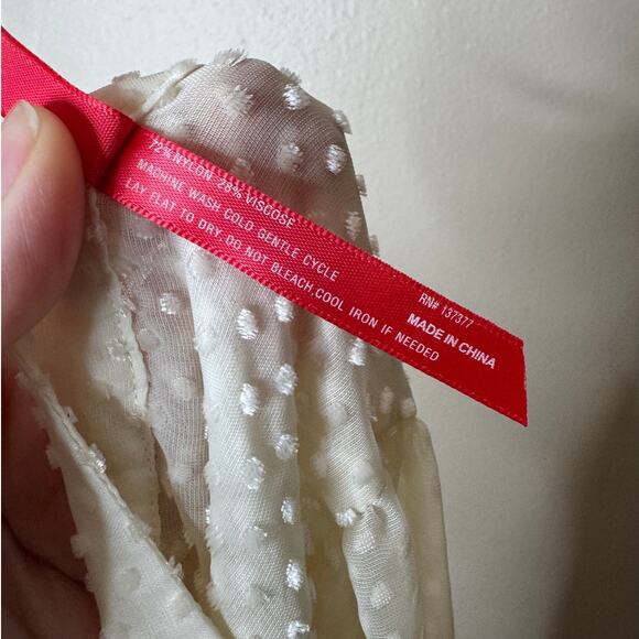 Ruby Ribbon XXL Cream Swiss Dot Sheer Long Sleeve Popover Top - Picture 6 of 6